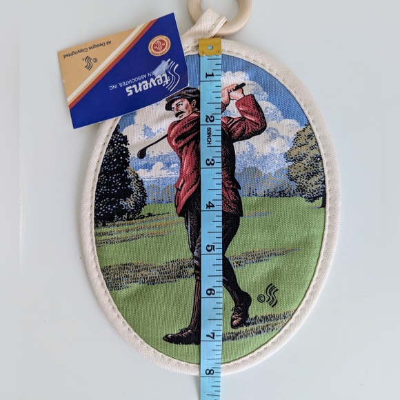 STEVENS LINEN Old World Golfer Couple Pot Holder/Hot Pad SET Golf Gentleman Lady - Picture 6 of 7